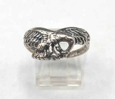 Anillo unisex de plata de ley 925 con banda de animales de águila voladora talla 9 Foto 1 de 4