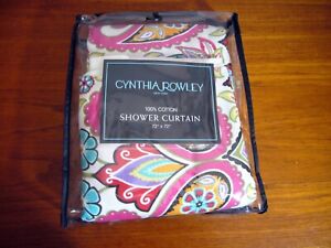Cynthia Rowley Floral BOHO Paisley Print Cotton Blend Shower Curtain 72 X 72 LN