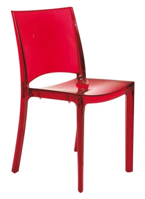 SEDIA B  SIDE UP ON GRANDSOLEIL PCB TRASPARENTE FUME'- IMPILABILE- ROSSO RUBINO - Immagine 1 di 3