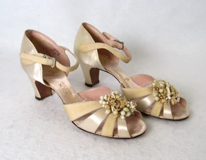 VTG Palter DeLiso NY Shoe Peep Toe Heels Ankle Strap Dance Party Evening Wedding - Picture 1 of 14