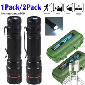 1200000LM LED Flashlight Tactical Light Super Bright Torch USB Rechargeable Lamp - Picture 1 of 24