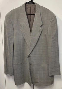 Giorgio Armani Suit Jacket 44L Wool Black Windowpane Luxury Designer Italy Lined - Picture 1 of 13