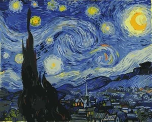Malen nach Zahlen Holzrahmen Van Gogh Sternennacht - Bild 1 von 12