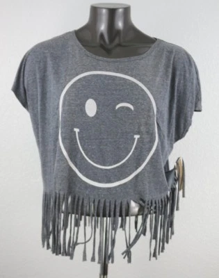 NUEVO Top Para Mujer Energie Smile Face Pattern Lindo Manga Corta Triturado Talla L Foto 1 de 4