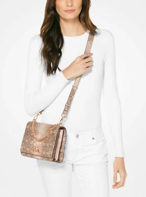 Кожаная устрица через плечо Michael Kors JMott Lizard с тиснением wRoseGoldToneHardwr - Изображение 1 из 4