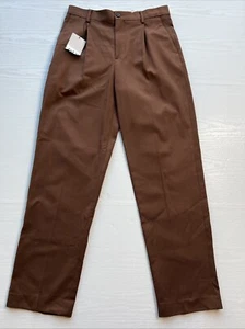 Zara Pleated Pants Mens 29 x 30 Brown Regular Fit Stretch New - Picture 1 of 17