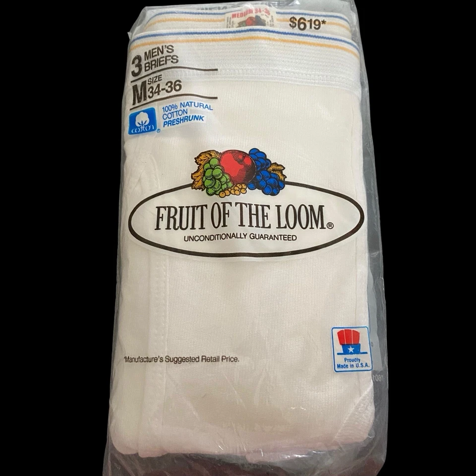 Classic Fruit of The Loom Men`s 3-pack White Brief Large