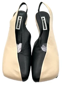 Jil Sander Black/Cream Asymmetrical Slingback Leather Heels Size 37 - Picture 1 of 9