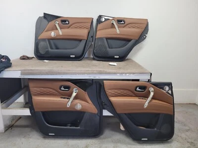 2020-2023 Infiniti QX80 Set of 4 Power Brown Leather Door Panels w/Switches Foto 1 de 4