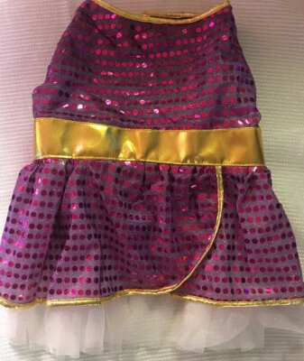 СОБАКА ЩЕНОК PET блестки блестящий фиолетовый принцесса платье средний - новый - Изображение 1 из 4