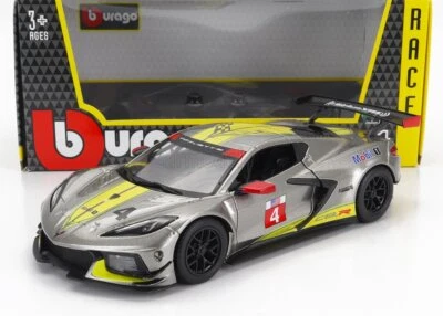 MODELLINO AUTO STATICO DIECAST CHEVROLET C8R #4 GRIGIO MODELLISMO SCALA 1/24 - Immagine 1 di 4