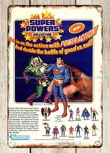 country decor 1980s Super Powers action figures Kenner toys metal tin sign - Picture 1 of 4