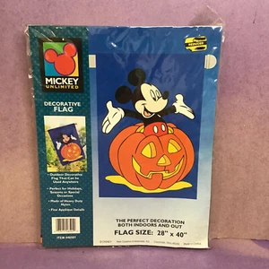 Disney Mickey Unlimited Decorative Flag 28”x40” New #46501 Pumpkin Blue Smile - Picture 1 of 4