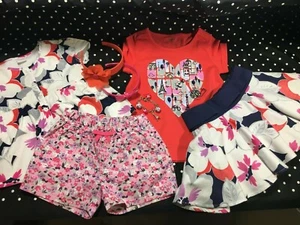 Gymboree Eiffel Flowers skirt shorts blouse tee top bracelet headband 4 5 lot - Picture 1 of 10
