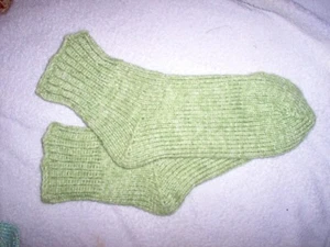 New, handmade socks 9" Long, heavy weight. olive green tweed - Picture 1 of 1