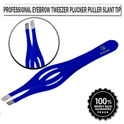 BEAUTYTRACK Professional Beauty Eyebrow Sharp Pointed Eyelashes Extension Tweezers Dark Blue