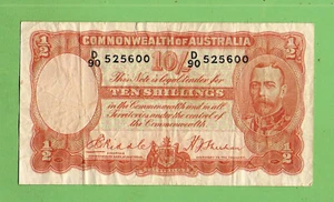 #D383. AUSTRALIAN 1936 TYPE RIDDLE/SHEEHAN   TEN SHILLING  D90 525600 - Picture 1 of 2