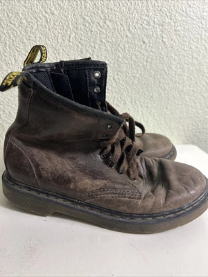 Botas de Cuero Dr Martens Juveniles Niños Talla 2 Marrón Delaney Cremallera Lateral Doc Air Wair Foto 1 de 4