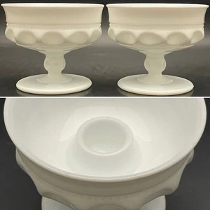 Candelabros/candelabros Indiana Milk Glass Kings Crown 2 piezas c1960s EE. UU. - Imagen 1 de 13