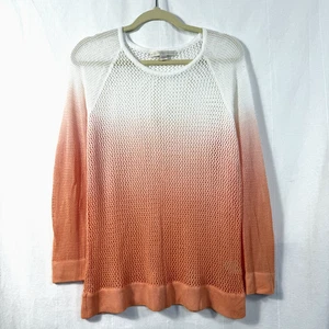 Boston Proper Pullover Damen Gr. M weiß pfirsich ombre offen Strick Langarm Pulli - Bild 1 von 8