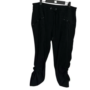 XCVI Wearables Cropped Hose XL schwarz gerafftes Bein Reißverschlusstaschen Kordelzug Taille - Bild 1 von 8
