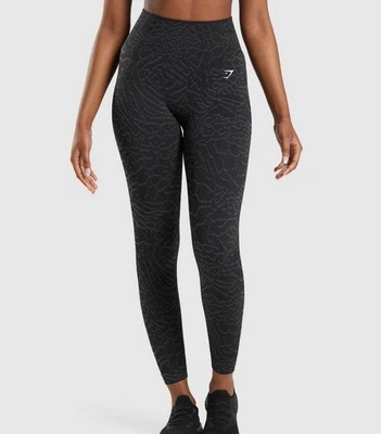 Gymshark Adapt Animal Print Seamless Leggings Women’s Size XS Gym Yoga Black - Image 1 of 4