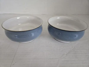 2 Denby Stoneware England Castille Blue 5.5" Footed Soup Bowls Retired FREE SHIP - Picture 1 of 10