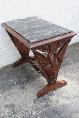 Heavy Carved Swan Sculpture Art Deco Side End Table 5992 - Image 1 of 4