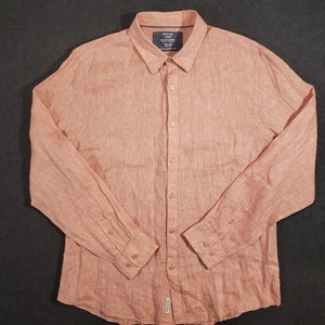 Free Line Athens Linen Shirt Men's XL Coral Pink Regular Fit Long Sleeve Pure - Picture 1 of 7
