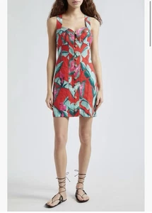 FARM Rio Summer Foliage Linen Mini Dress - Picture 1 of 4