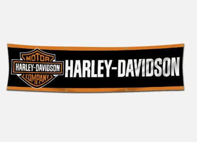 MARKENLOS Harley Davidson Motorcycle 2x8 ft Garden Flag Mount Man Cave Banner Garage Sign