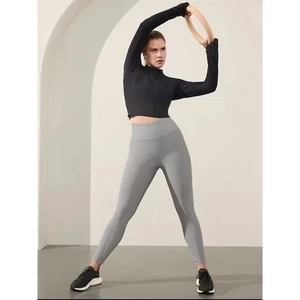 Athleta Interval Stash 7/8 Leggings Womens Medium Gray High Rise Pocket Leggings - Picture 1 of 12