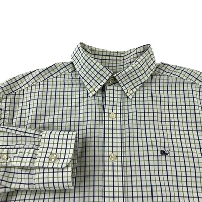 Vineyard Vines Whale Shirt Button-Down Men’s Medium White Blue Green Checks - Image 1 of 4