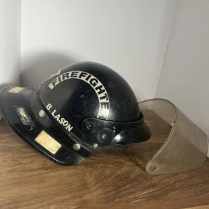Vintage Black Fire Fighter Helmet W/ Visor City Of Burton Michigan #17 - Picture 1 of 5