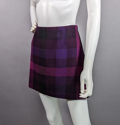 Vtg Y2K The Limited Mini Skirt Wool Blend Purple Plaid Sz 4 Small Made in Italy - Image 1 of 4