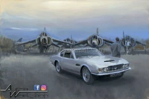Kevin Day "DBS & Junk Jets" Aston Martin Kunst Geschenk Druck Man Cave 13x20" - Bild 1 von 1
