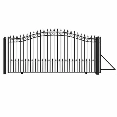 ALEKO Prague Style Garden Yard Steel Single Sliding 14' Driveway Gate Black - Image 1 of 4