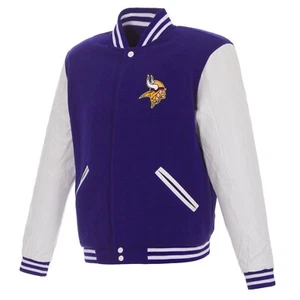 NFL Minnesota Vikings Chaqueta de Vellón Reversible Mangas PVC 2 Logotipos Frontales Púrpura - Imagen 1 de 5