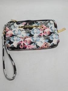 Betsey Johnson Double Zip Pouch Wristlet Purse Wallet Floral Print - Picture 1 of 5