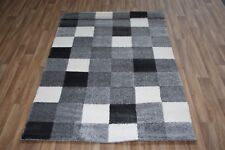 Quality Modern Black Grey White Patchwork Rug 150cm x 80cm 12mm Thick (358) A