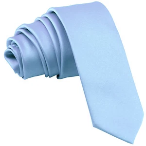 Nueva corbata de poliéster para hombre de 2,5" cuello delgado solo sólida formal boda azul claro - Imagen 1 de 2