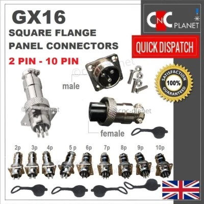 Aviation Plug 2 3 4 5 6 7 Pin 16mm GX16 Metal Panel Cable Connector male female