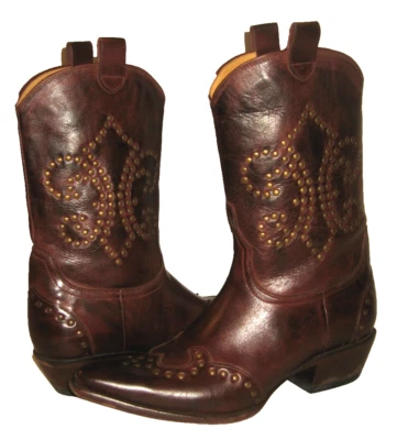 Botas de Vaquero Charlie 1 Horse Lucchese Flexibles Cuero Coñac Tachonado 7.5/37.5 Foto 1 de 4