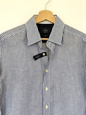 Hackett Men's Linen Shirt White Blue Bengal Stripes Slim Fit Medium - Image 1 of 4