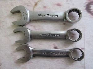 Snap-On 12-point metric flank drive midget combo wrench set of 3 - Bild 1 von 9