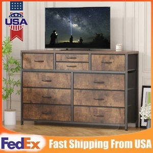 For 55'' TV Stand Dresser for Bedroom Chest of Drawers Wood Top Storage Cabinet - Picture 1 of 51
