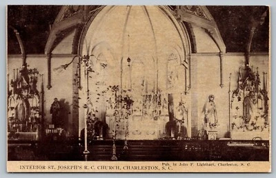 Postcard Interior View St Josephs R.C. Church Charleston South Carolina SC - Image 1 of 2