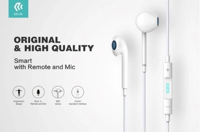 Auricolari Devia Smart con Mic e Controllo 1.2 mt Bianco - Immagine 1 di 1