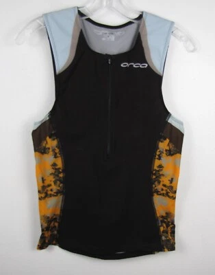 Top de ciclismo ORCA talla mediana negro y naranja elástico sin mangas media cremallera Foto 1 de 3
