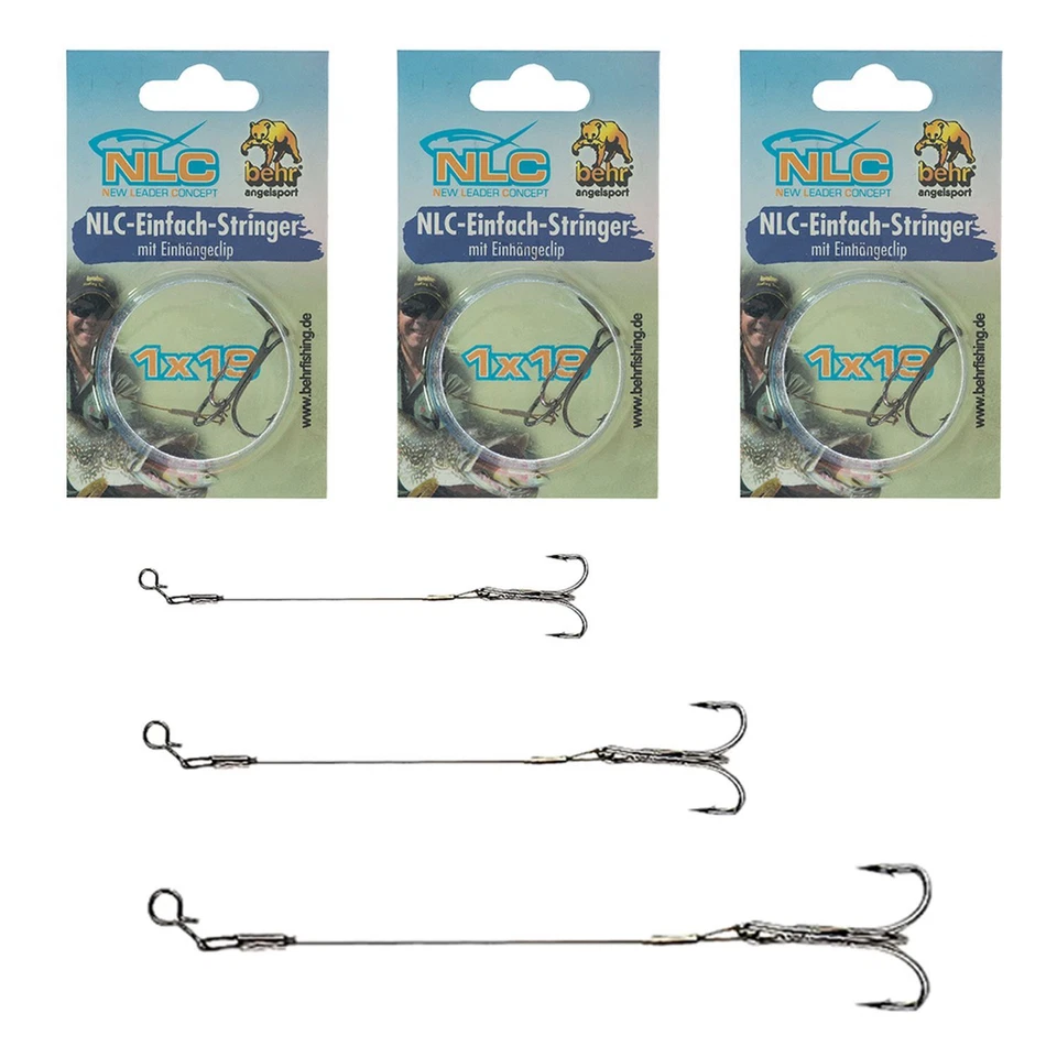 3 Stk Stinger Systeme Gr. 1 2 4 Raubfisch System Stahlvorfach Zander Angsthaken - Bild 1 von 1